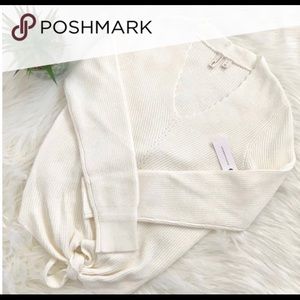 Moth by Anthropologie V Neck Front Tie Sweater